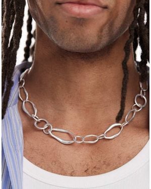 ASOS Collana A Catenina Argentata Effetto Invecchiato Con Maglie Spesse Effetto Fuso - Marrone