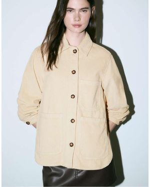 Stradivarius Regular Fit Jacket With Pockets - Natural