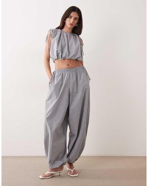 Ghospell Elastic Waist Tie Side Detail Balloon Trousers - Grey
