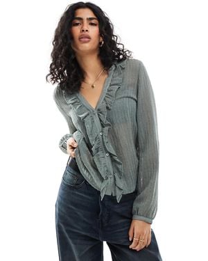 Stradivarius – hemdbluse - Grau
