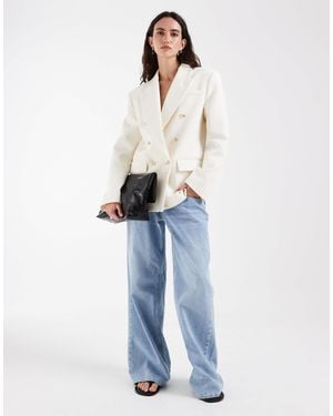 ASOS Power Shoulder Double Breasted Blazer - Blue
