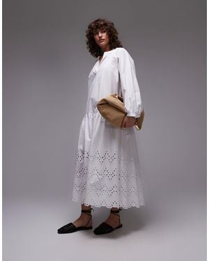 ARKET Embroidered Midaxi Dress - Gray