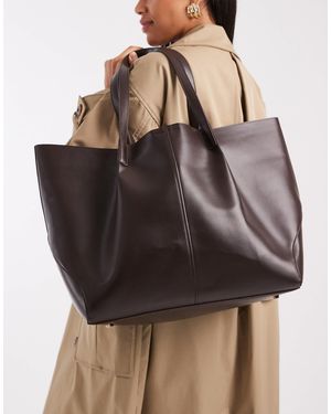 ASOS Tote Bag With Panel Detail - Brown