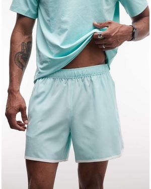 4505 Retro Woven 13cm Side Stripe Sprinter Shorts With Zip Pockets - Blue