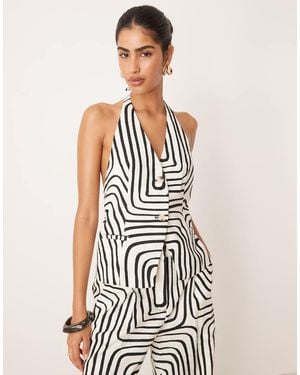 Mango Tailored Halter Waistcoat Co-ord - White