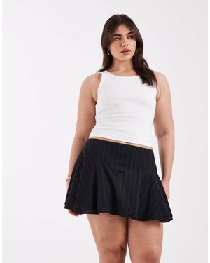 ASOS Asos Design Curve Textured Drop Waist Lace Insert Mini Skirt - White