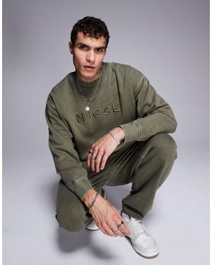 Nicce London Co-Ord Logo Washed Crew Neck Sweat - Grey