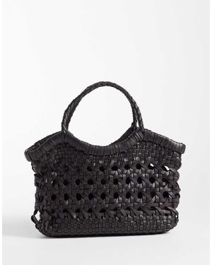 ASOS Leather Weave Grab Handle Crossbody Bag - Black