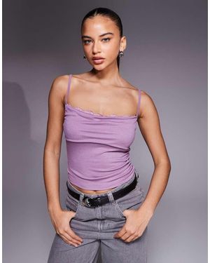 Edikted Bobbie Layered Lace Cowl Neck Top - Purple
