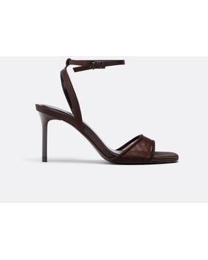 Stradivarius Stiletto Heel Mesh Sandals - Black