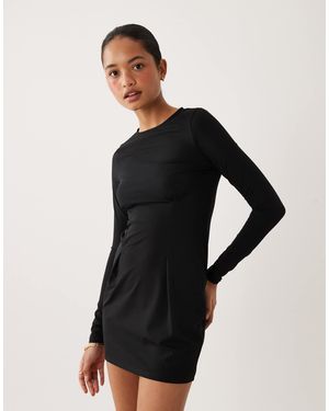 ASOS Long Sleeve Seam Detail Mini Dress - Black