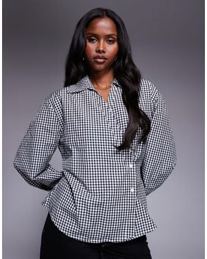 ASOS Wrap Shirt With Cocoon Sleeve - Grey
