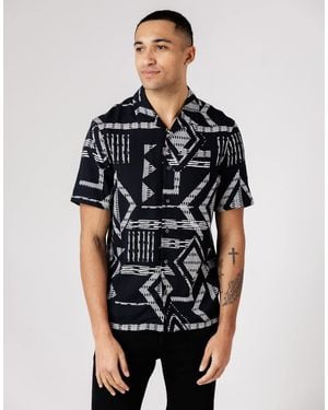 French Connection Camisa Negra De Manga Corta Con Estampado Geométrico - Negro