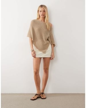 ASOS Metallic Knitted Poncho - Natural