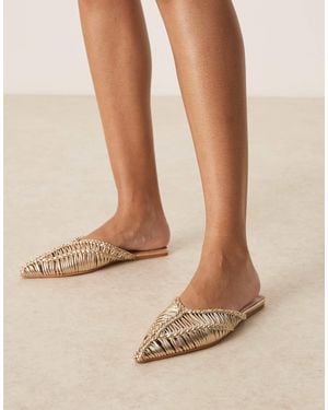 ASOS Levant Pointed Flat Mules - Natural