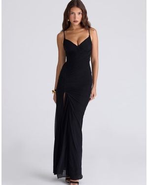 House Of Cb Issey Stretch Mesh Draped Maxi Dress - Blue