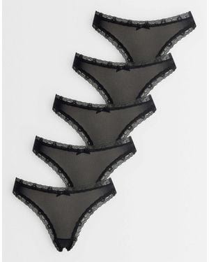 DORINA Essentials Microfibre 5 Pack Lingerie Thongs - Grey