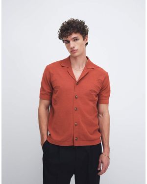 Only & Sons Short Sleeve Knit Shirt With Floral Detail - Red