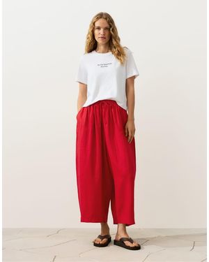 Oysho 100% Linen Balloon Trousers - Red