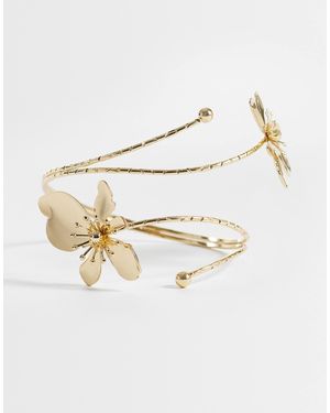 ASOS Wrap-around Upper Arm Cuff With Floral Detailing - White