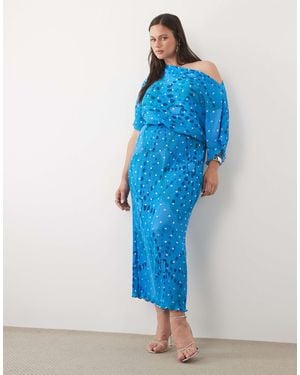 Never Fully Dressed – tilly – schulterfreies, plissiertes maxikleid - Blau