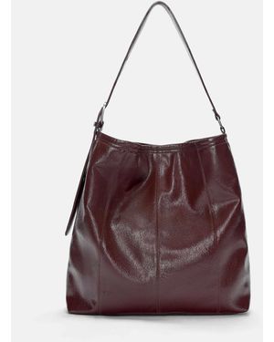 Pull&Bear Cabas en similicuir effet craquelé - marron - Violet