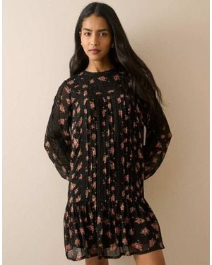 Nobody's Child Floral High Neck Denise Mini Dress - Black