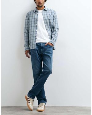 Hollister Vaqueros Slim Straight Fit En Lavado Azul Oscuro