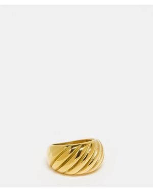 Neck On The Line Plated Stainless Steel Textured Ring - Metallic