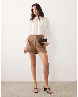River Island Suedette Shorts - Natural