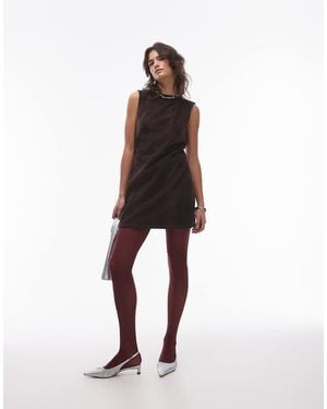 TOPSHOP Denim Corduroy Shift Dress - Brown