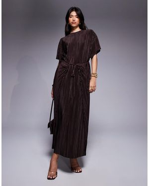ASOS Plisse Short Sleeve Wrap Tie Maxi Dress - Blue