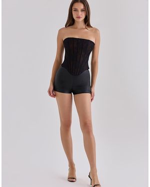 House Of Cb Mira Lace Longline Strapless Corset Top - Black