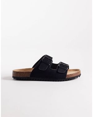 SEQWL Wide Fit Seqwl Olsen Wide Fit Double Buckle Flat Sandals - Black