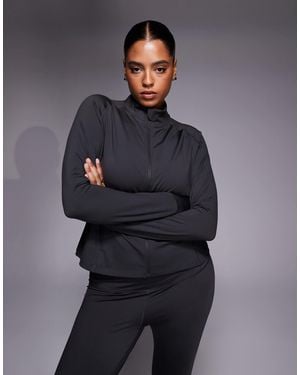 4505 Curve Icon Active Zip Up Sculpting Long Sleeve Jacket With Zip Pockets - Blue