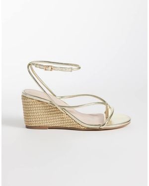 London Rebel Mary Wedge Heeled Strappy Sandal - White