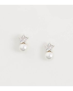Kingsley Ryan Gemset Star And Faux Pearl Stud - Natural