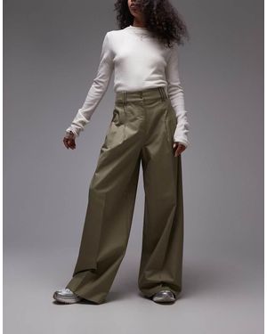 & Other Stories Pantaloni Sartoriali Vestibilità Comoda Kaki Con Pieghe Sul Davanti E Fondo Ampio - Grigio