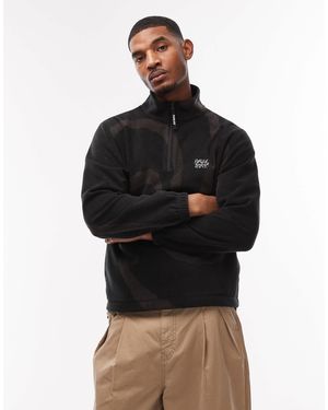 Parlez Chevy Swirl Pattern 1/4 Zip Fleece - Black