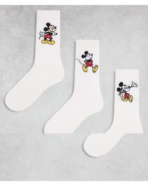 ASOS Pack De 3 Pares De Calcetines Blancos Con Diseño De Mickey Mouse De Disney De