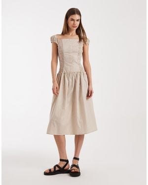 Daisy Street Drop Waist Corset Style Midaxi Dress - Natural