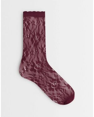 Vero Moda Transparente socken mit gewelltem bund - Lila