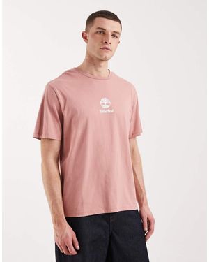 Timberland Print Stack Logo Short-Sleeve Tee - Pink
