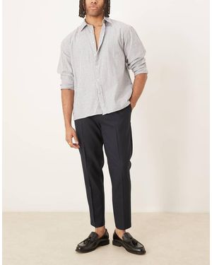 ASOS Pantaloni Eleganti Affusolati Microtesturizzati Con Pieghe Sul Davanti - Neutro