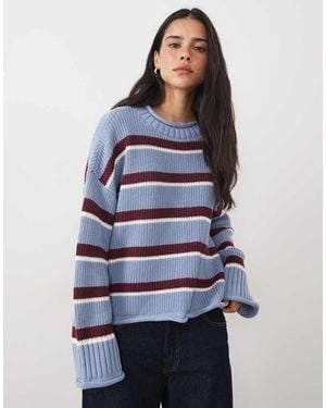 Abercrombie & Fitch Jersey Holgado De Punto A Rayas Azul Y Marrón