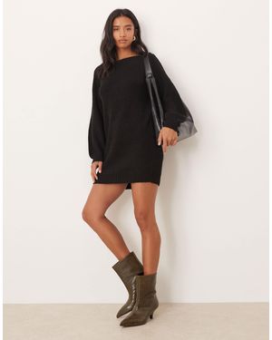 JDY Petite – kurzes, gestricktes pulloverkleid - Schwarz