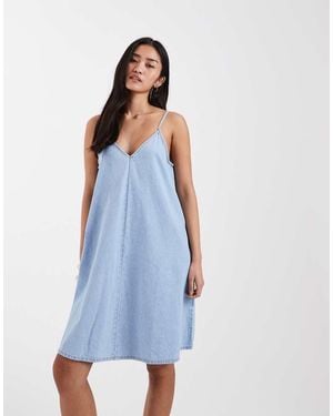 JJXX Strappy Denim Mini Dress - Blue