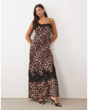 TFNC London Satin Lace Applique Cami Maxi Dress - Multicolor