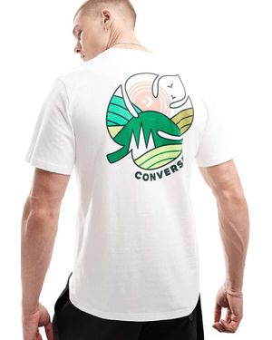 Converse T-Shirt Bianca Con Stampa Sul Retro - Verde