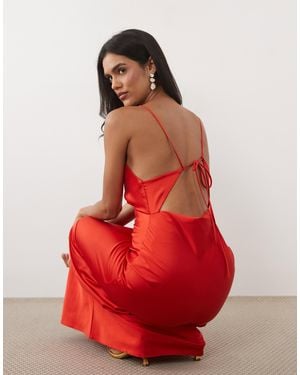 Miss Selfridge Satin Tie Back Maxi Dress - Red